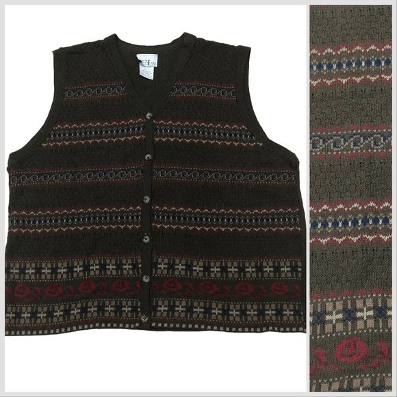 Cricket Lane Sweaters - Vintage Cricket Lane Sweater Vest V-Neck Button Front